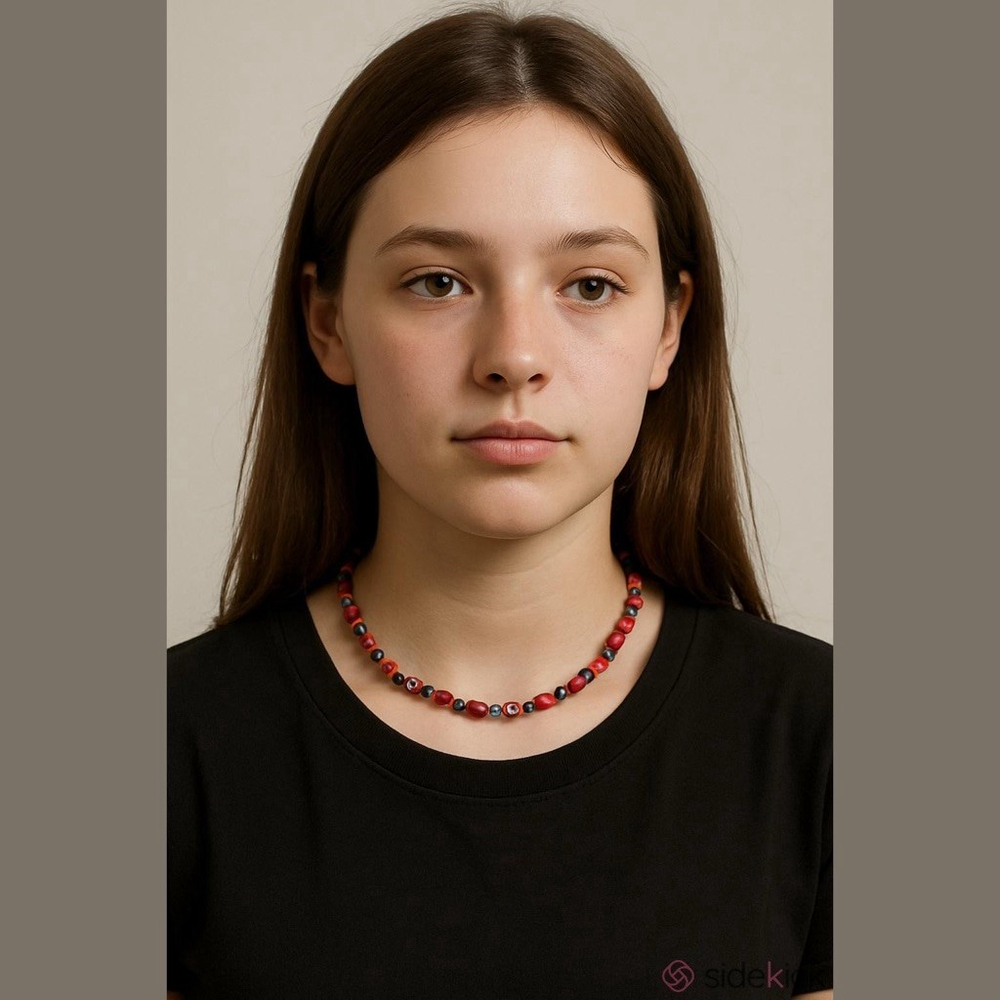 University of Georgia Red Silver Beaded Necklace